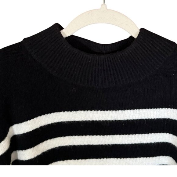 J. Crew Womens Chunky Crewneck Black White‎ Sweater in Supersoft Yarn Size Small - Picture 6 of 10